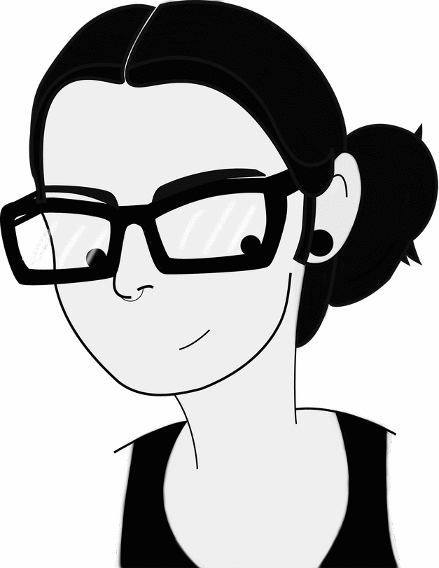 illustration of girl with bun wearing glasses and nose ring